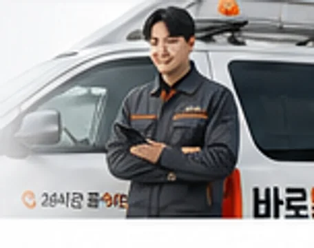 바로홈 24 출동 차량 앞에 팔짱을 끼고 선 기사