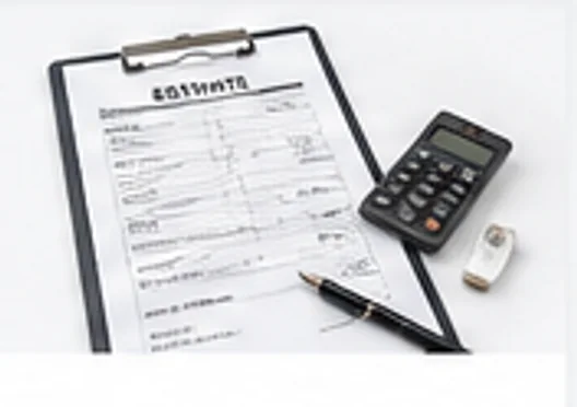 견적서 서류와 계산기가 놓인 책상