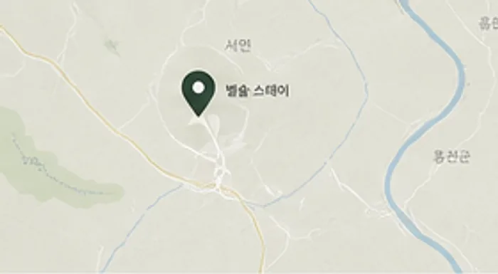별숲 스테이 위치를 표시한 홍천군 지도