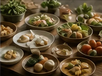 지역 식재료로 차린 한 상 가득한 나물과 반찬