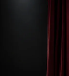 무대 왼쪽 커튼이 접히며 생긴 세로 주름