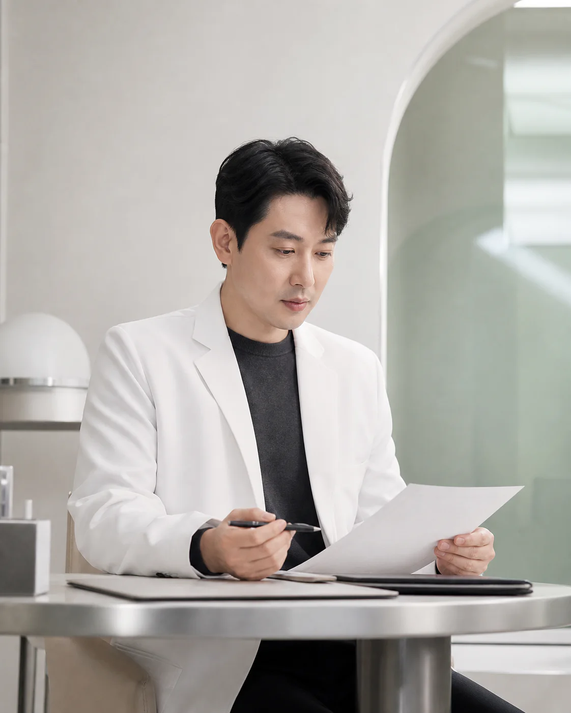상담 기록을 살피는 에이라 의료진