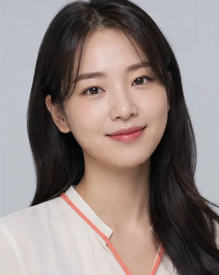 아이보리 블라우스를 입은 가상의 성인 여성