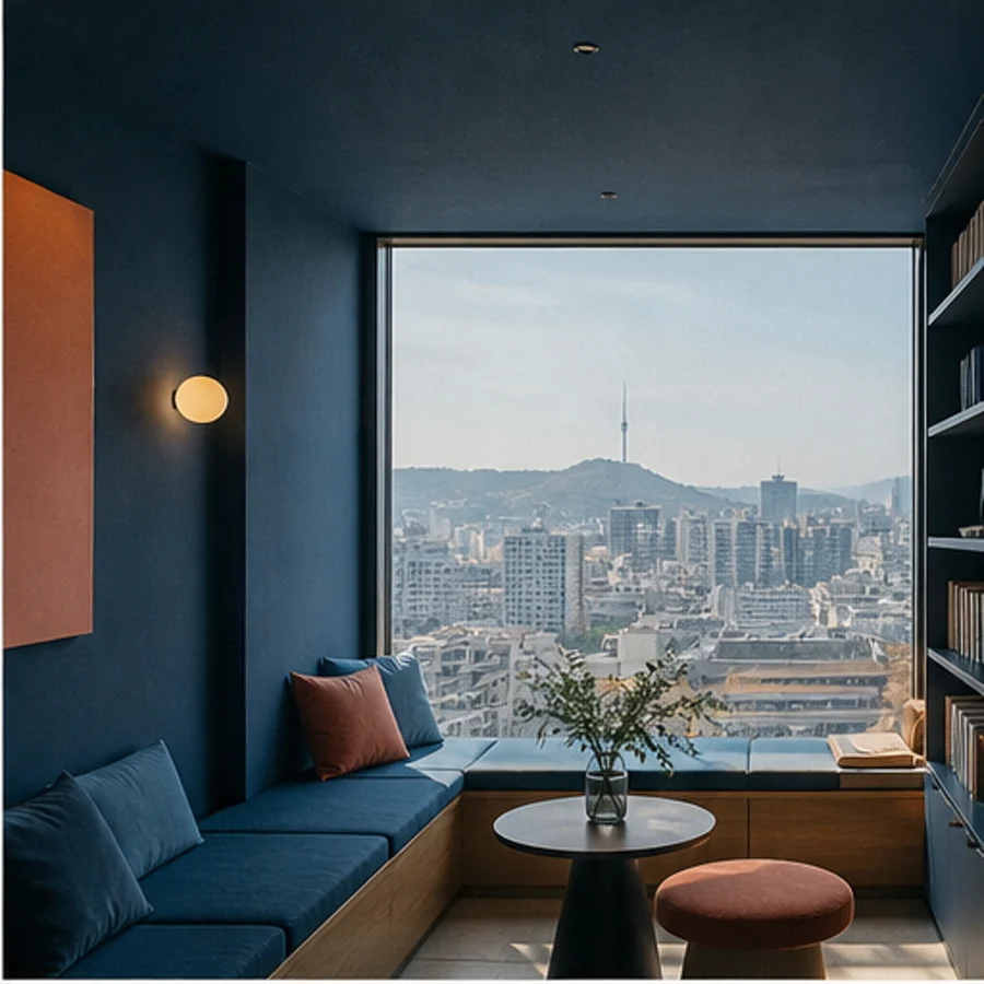 도시 전경이 보이는 모루 예시역점 창가 좌석
