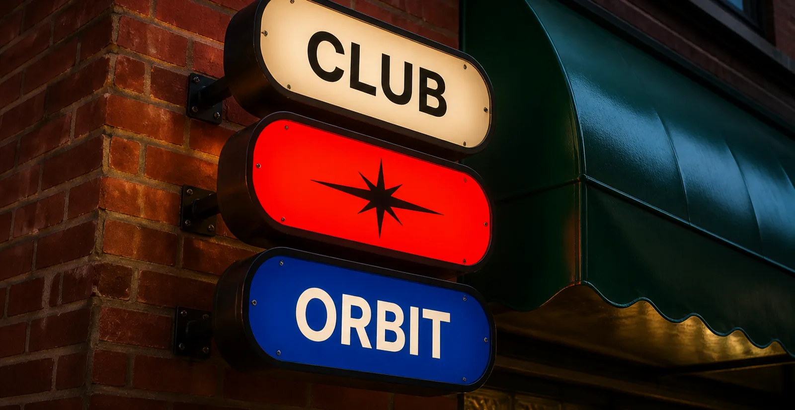 CLUB ORBIT 조명 돌출 간판