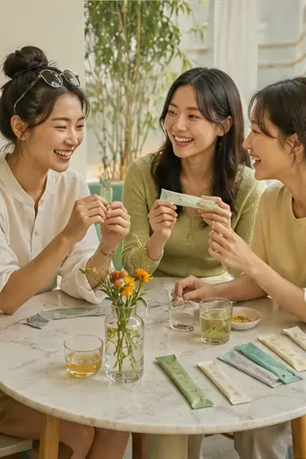 카페에서 루틴을 나누는 친구들