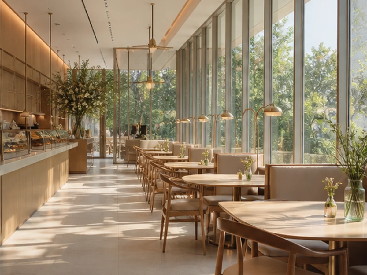 창으로 햇빛이 드는 해온 카페