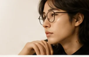 안경을 착용하고 착용감을 확인하는 고객