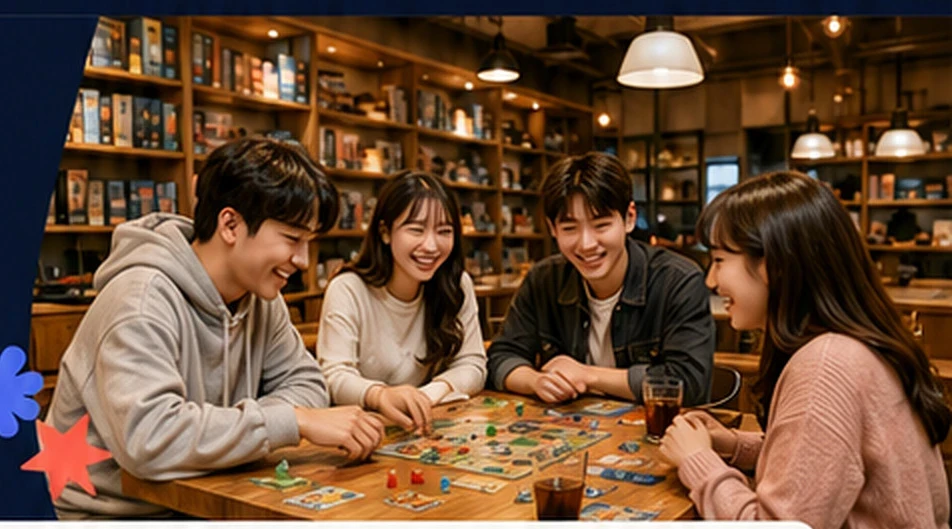 보드게임을 즐기는 방문객