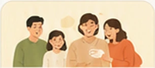 세 세대가 함께 앉은 가족 일러스트
