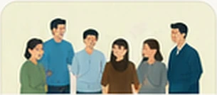 단체로 모인 사람들 일러스트