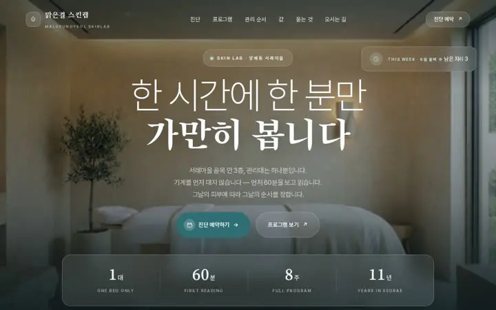 맑은결 스킨랩 템플릿 대표 화면