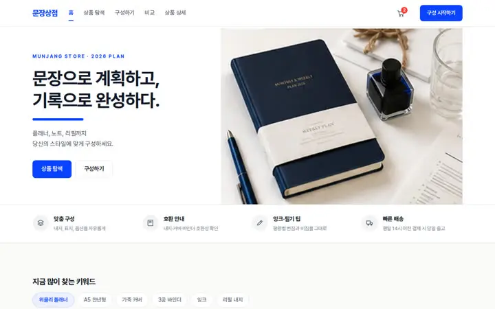 문장상점 템플릿 대표 화면